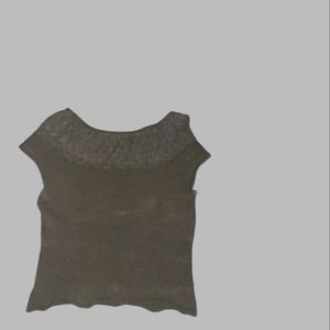 Black lace neck shirt